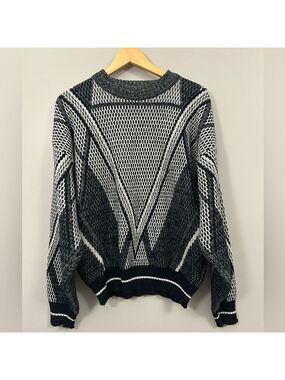 Barnaby Vintage 90’s Black and White Geometric Crewneck Sweater XL